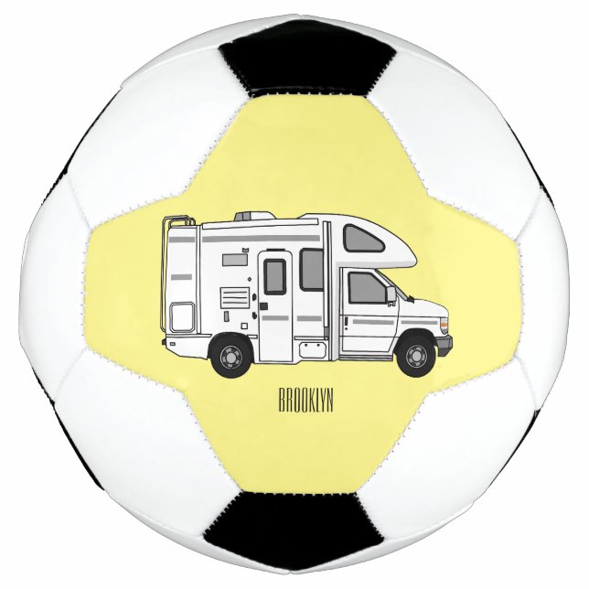 Campervan cartoon illustration soccer ball (Front)