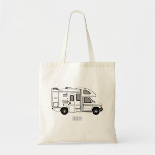 Campervan cartoon illustration tote bag