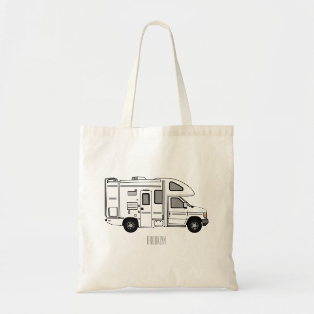 Campervan cartoon illustration tote bag (Front)