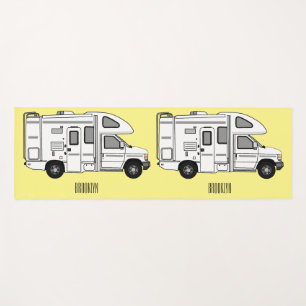 Campervan cartoon illustration yoga mat