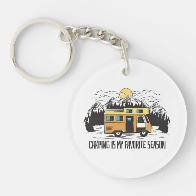 Campervan Mountain Retreat Key Ring (Front)