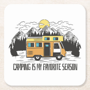Campervan Mountain Retreat Square Paper Coaster