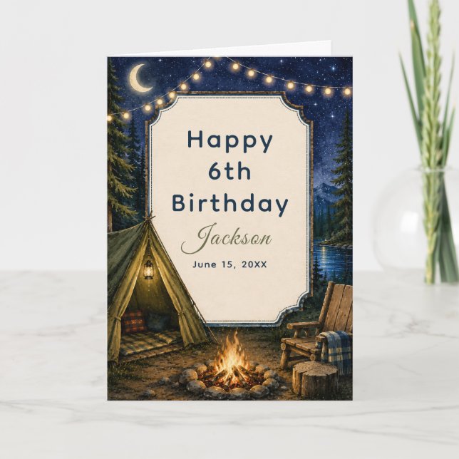 Campfire Adventure Woodland Birthday Card (Front)
