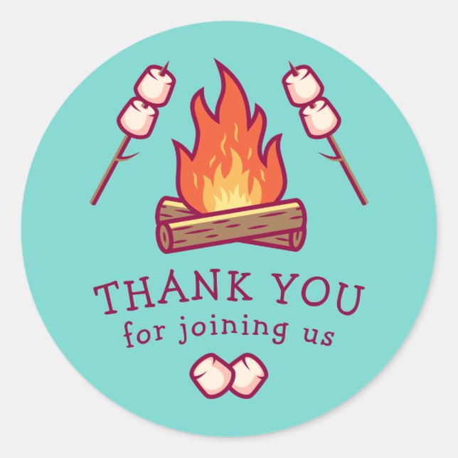 Campfire and Marshmallow Classic Round Sticker (Front)