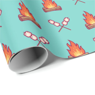 Campfire and Marshmallow Pattern Wrapping Paper