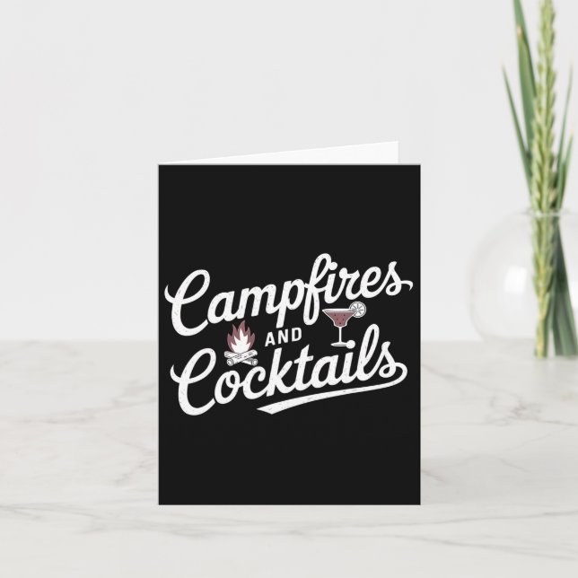 Campfire And Tails Summer Camping Graphic Design  Card (Front)