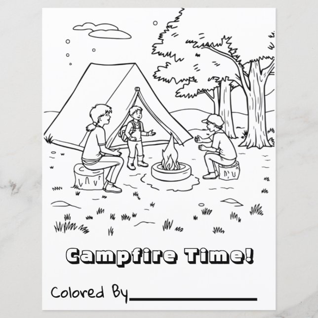 Campfire and Tent | Colouring Page (Front)