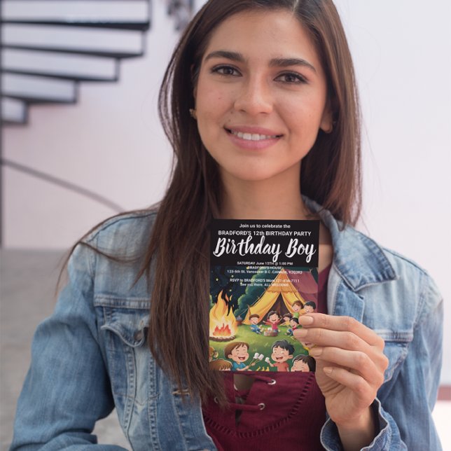 Campfire Birthday Party Gathering Invite Postcard (Creator Uploaded)