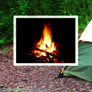 Campfire Burning at Night Postcard