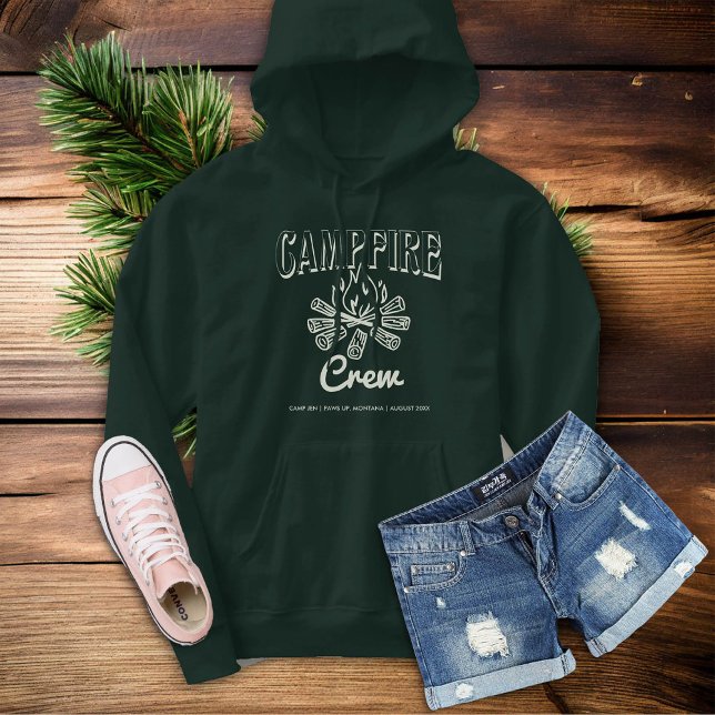 Campfire Crew Bridesmaid Cam Bachelorette Gift Hoodie (camp bachelorette party forest green campfire crew bachelorette shirt)
