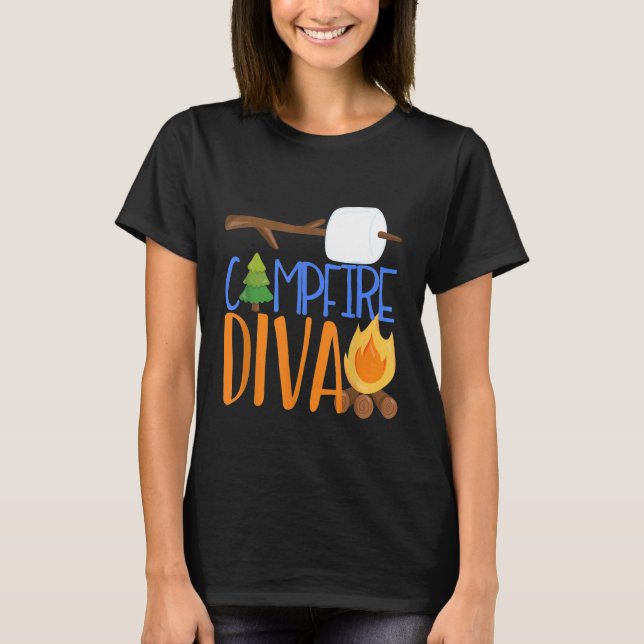 Campfire Diva Daughter Camping  Camp Smores Bonfir T-Shirt (Front)