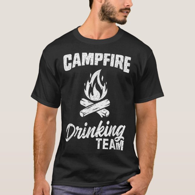 Campfire Drinking Team T Shirt Camping Lover Campe (Front)