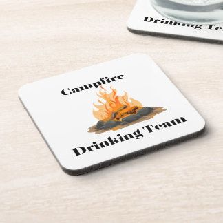 Campfire Drinking Team with a campfire on a Coaster