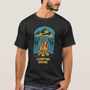 Campfire Drunk Camping Beer  Camper Drinker Drinki T-Shirt