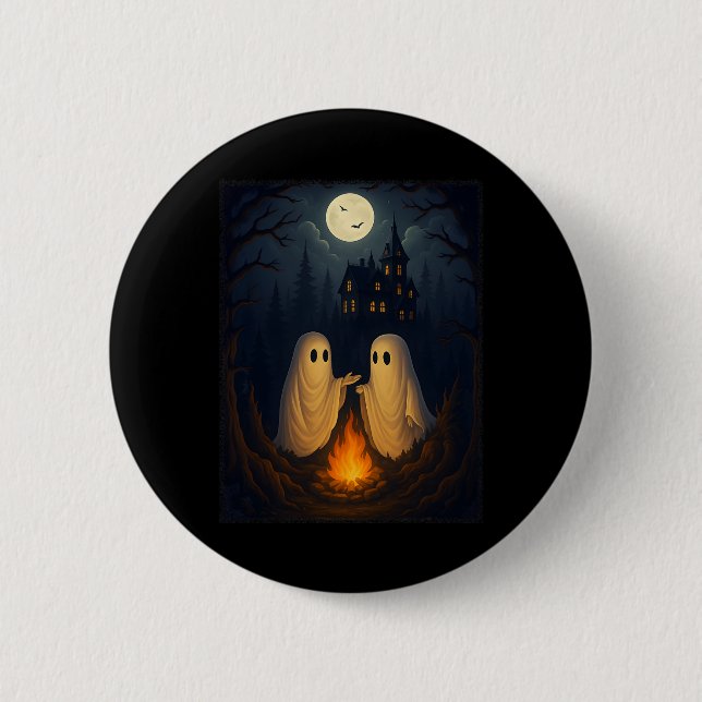 Campfire Ghost Shirt Haunted Forest Bonfire Cute  6 Cm Round Badge (Front)