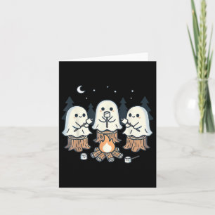 Campfire Ghost Spooky Marshmallow Halloween Bonfir Card