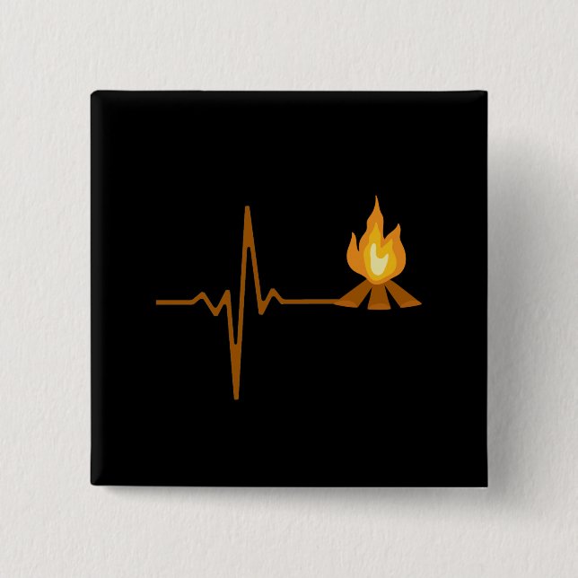 Campfire Heartbeat Camping 15 Cm Square Badge (Front)