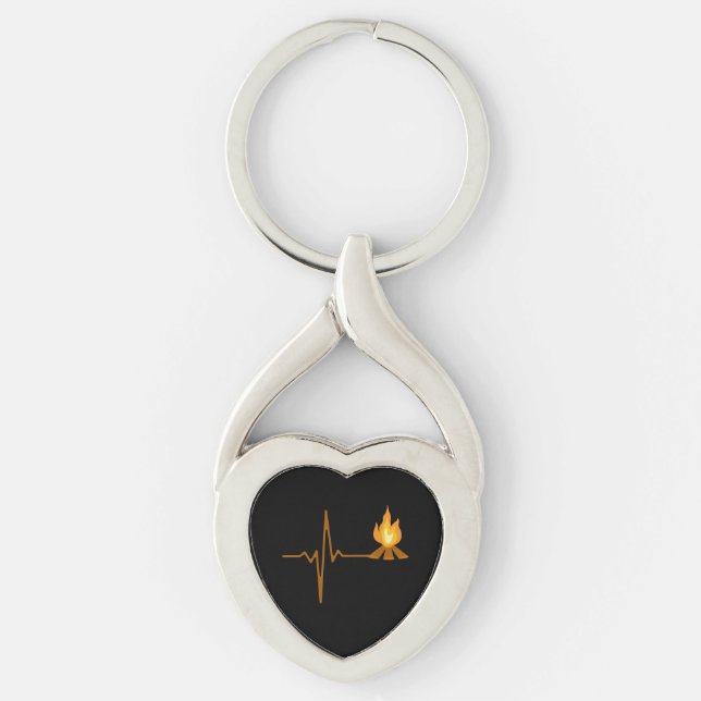Campfire Heartbeat Camping Key Ring (Front)