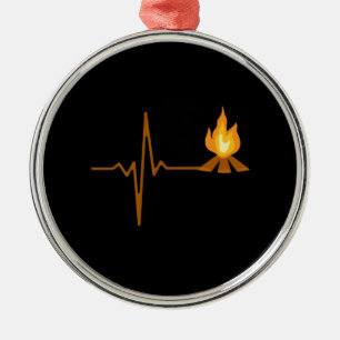 Campfire Heartbeat Camping Metal Tree Decoration