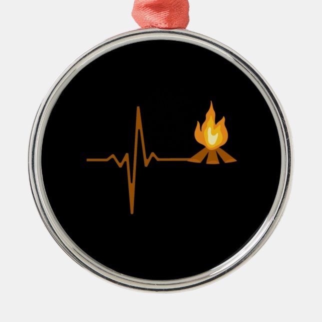 Campfire Heartbeat Camping Metal Tree Decoration (Front)