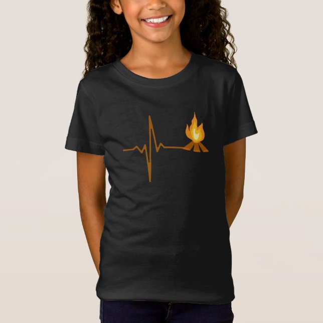 Campfire Heartbeat Camping T-Shirt (Front)