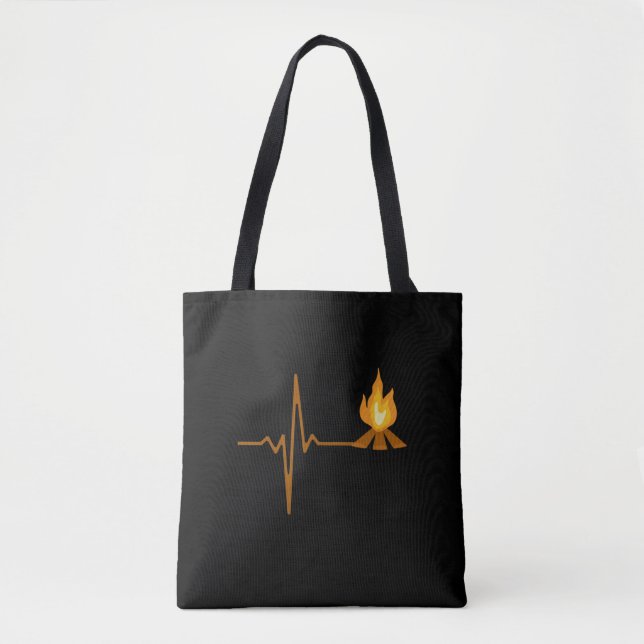 Campfire Heartbeat Camping Tote Bag (Front)