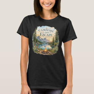 Campfire Lake Escape Mountain Wilderness Camping  T-Shirt