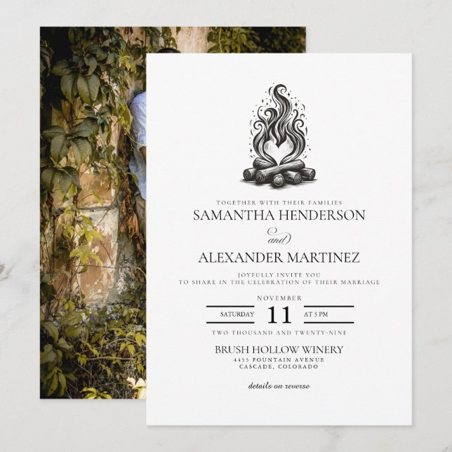 Campfire Love Wedding Invitation (Front/Back)
