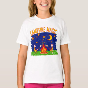 Campfire Magic Kids Camping Night Art T-Shirt