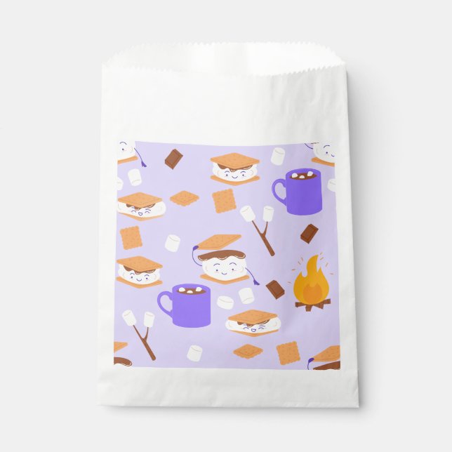 campfire marshmallow chocolate smores purple favour bags (Front)