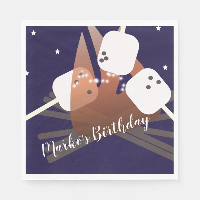 Campfire Marshmallows Stars Camping Outdoor    Napkin (Front)