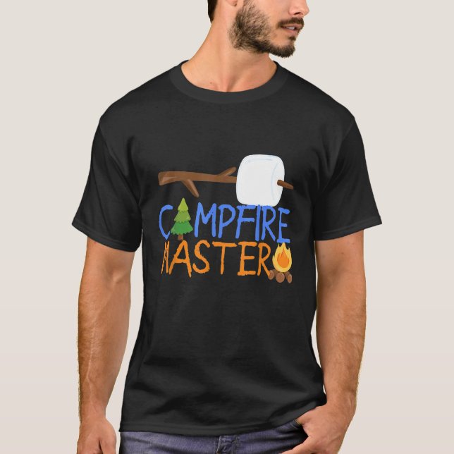 Campfire Master Dad Camping  Camp Smores Bonfire T-Shirt (Front)