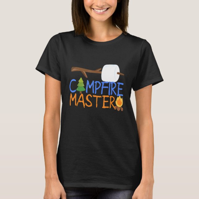 Campfire Master Dad Camping  Camp Smores Bonfire T-Shirt (Front)