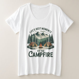 Campfire Moments Vintage Mountain Scene Women’s Plus Size T-Shirt