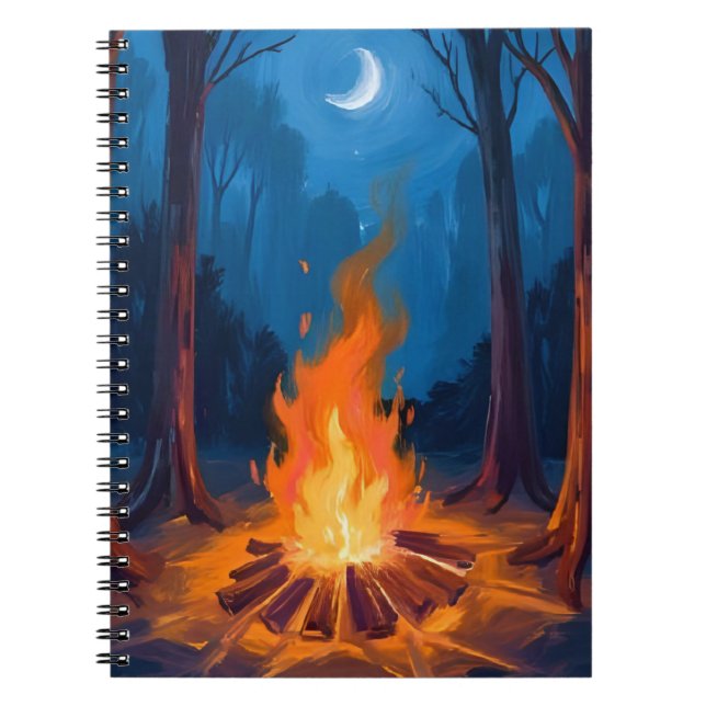 Campfire Moon | Nature Watercolor Painting Notebook (Front)