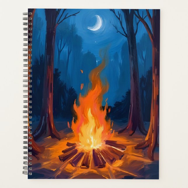 Campfire Moon | Nature Watercolor Painting Planner (Front)
