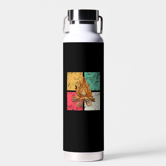 Campfire Retro Vintage Water Bottle (Front)