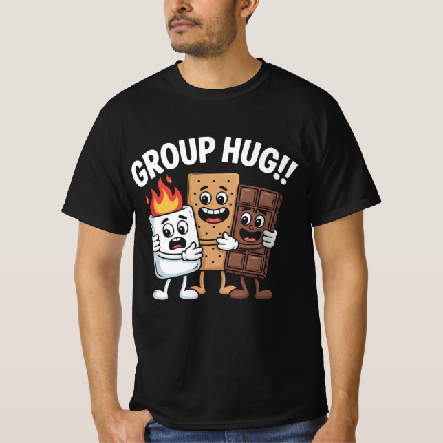 Campfire S’mores Vibes Funny Group Hug Camping Tee (Front)