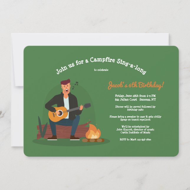 Campfire Sing-a-long Birthday Celebration Invitation (Front)