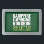 Campfire Sleeping Bag Bourbon Shenandoah Rectangular Belt Buckle<br><div class="desc">What else do you need in life?  The outdoor life is calling you in Shenandoah!</div>