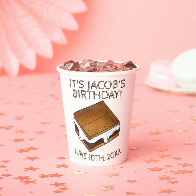 Campfire S'mores Marshmallow Smores Birthday Party Paper Cups (Insitu)