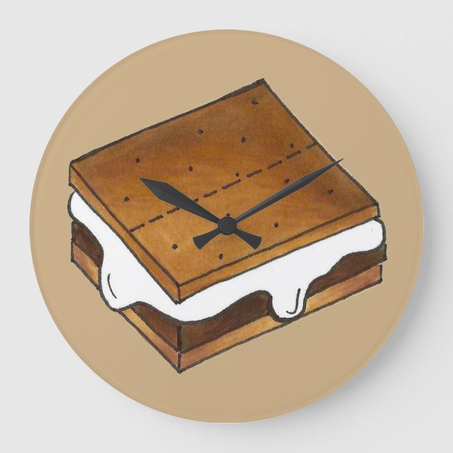 Campfire Smores Summer Camp Camping S'mores Large Clock (Front)