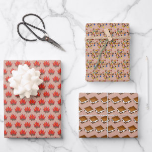 Campfire S'mores Trail Mix Summer Camp Camping Wrapping Paper Sheet