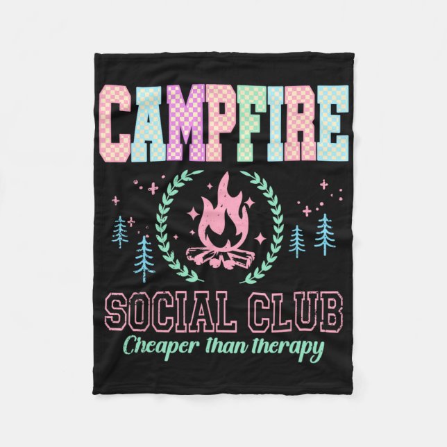 Campfire Social Club Funny Camping Lover  Fleece Blanket (Front)