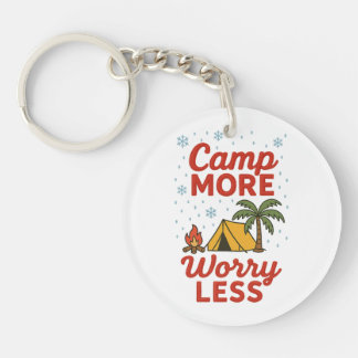 Campfire Tent Hiking Nature T-Shirt Key Ring