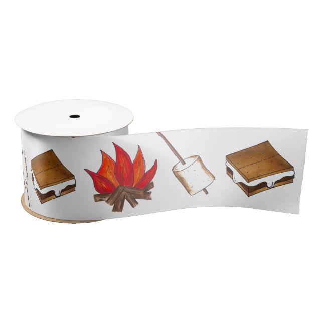 Campfire + Toasted Marshmallow = S'mores Camp Satin Ribbon (Spool)