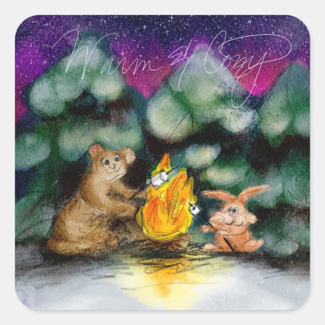 Campfire Winter Forest Animals Stickers (Front)