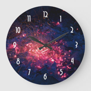 Campfire with Burning Embers Large Clock