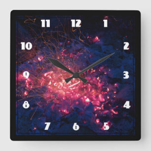 Campfire with Burning Embers Square Wall Clock