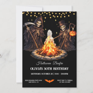 campfire with spooky characters Halloween Party  Invitation